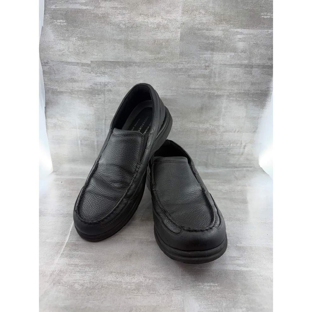 Rockport Men Black Leather Slip On Loafers CG8965 Moc Toe Shoes Size 12W